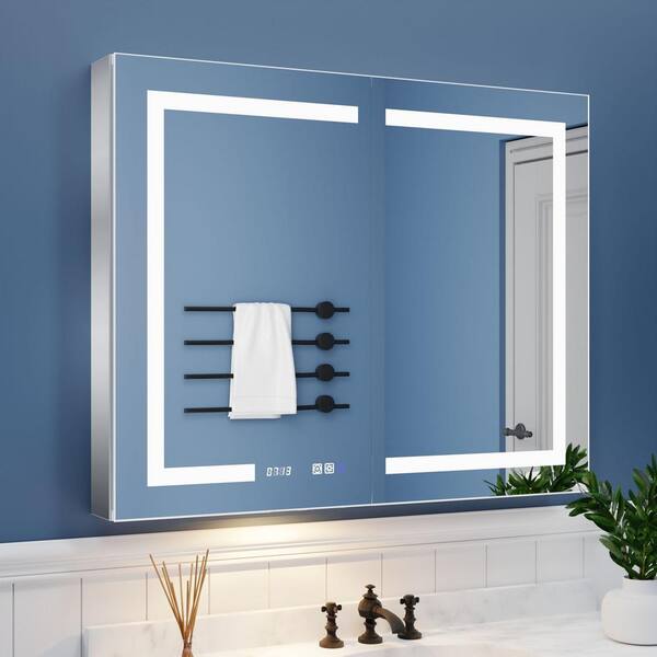 ExBrite 40 in. W x 32 in. H Rectangular Silver Aluminum Recessed