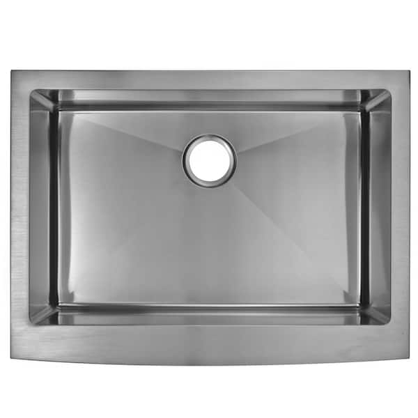 Water Creation Farmhouse Apron Front Stainless Steel 30 in. Single Bowl Kitchen Sink in Satin