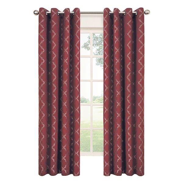 Eclipse Blackout Tipton Trellis Blackout Sangria Polyester Grommet Curtain