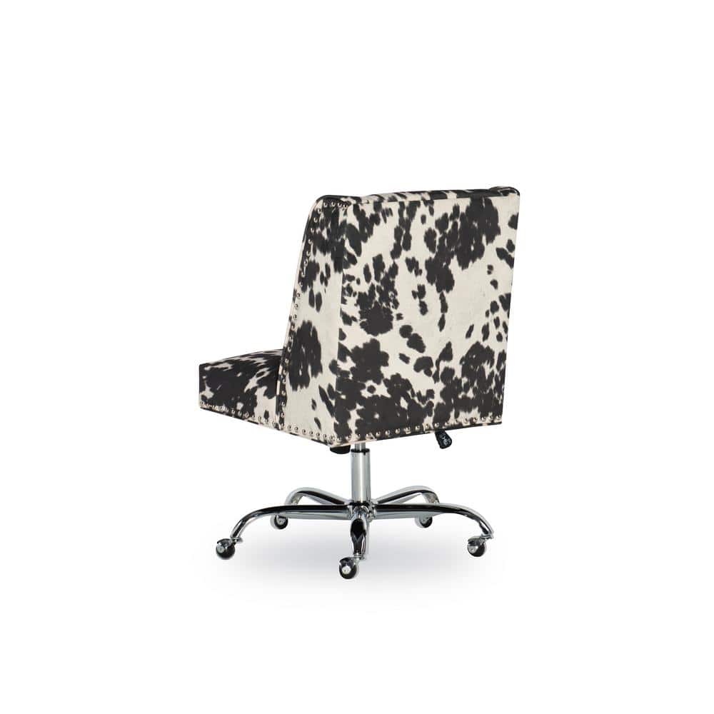 Draper Executive Swivel Office Chair in Black & White Cowhide Print