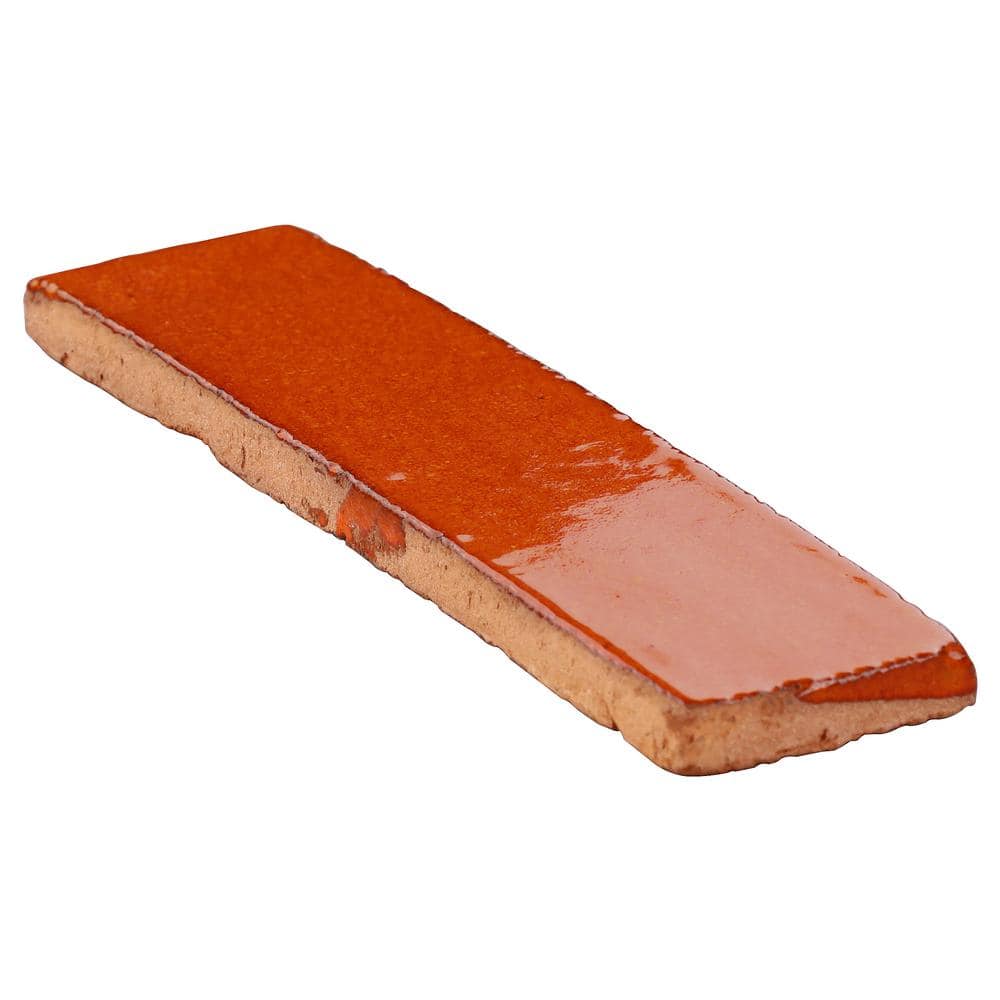 Orion 2" x 8" Glossy Orange Ceramic Subway Tile