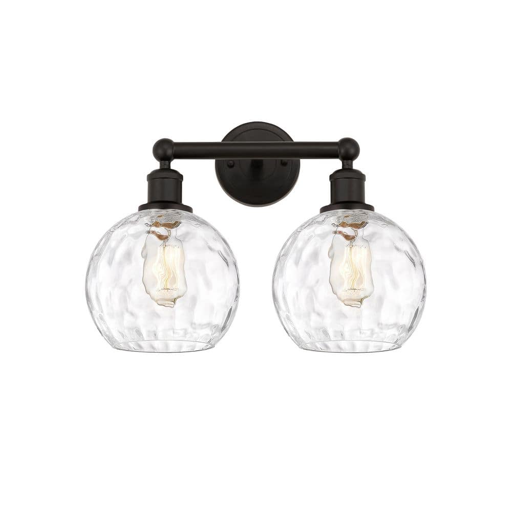 Athens Water Glass 17 in. 2-Light Oil Rubbed Bronze Vanity Light with Glass Shade price history on PriceWatchPro