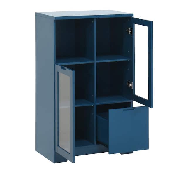 25.6 in. W x 11.8 in. D x 39.4 in. H Bathroom Blue Linen Cabinet