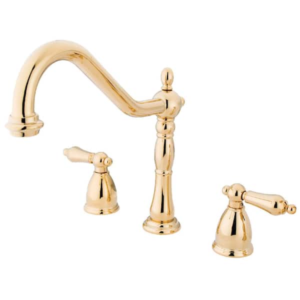 Kingston Brass Heritage 2-Handle Standard Kitchen Faucet in Polished Brass