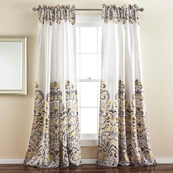 Lush Decor Yellow/Brown Floral Rod Pocket Room Darkening Curtain