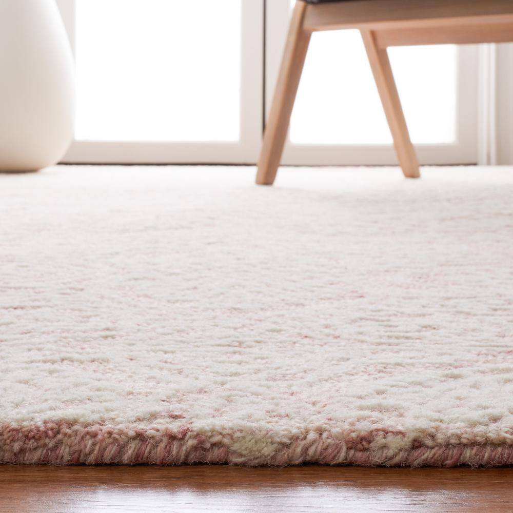 Ivory and Pink Floral Hand-Tufted Wool Area Rug