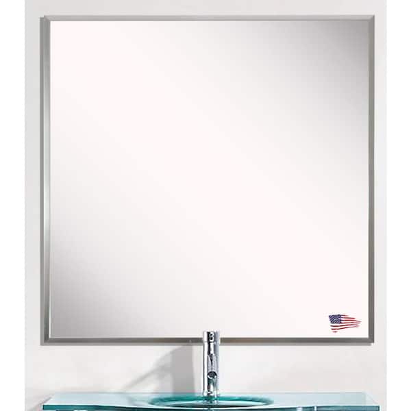 Unbranded 24 in. W x 24 in. H Framed Square Bathroom Vanity Mirror in Silver