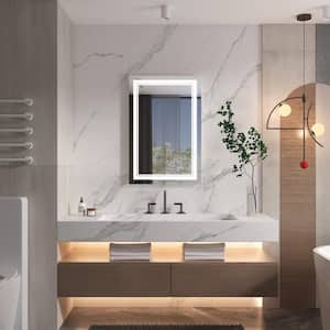 36 in. W x 28 in. H Rectangular Frameless LED Light Anti-Fog Wall Bathroom Vanity Mirror in Aluminum with Front Light