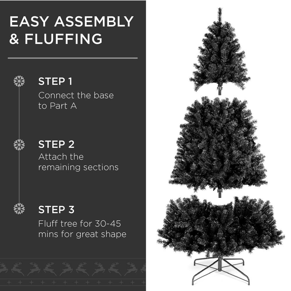 6ft Black PVC Full Artificial Christmas Tree with Metal Base