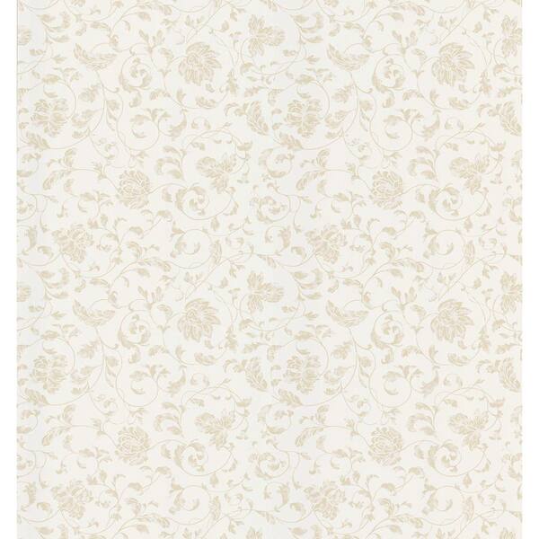 Brewster Bed Breakfast Taupe Jacobean Stencil Vinyl Peelable Wallpaper (Covers 56.4 sq. ft.)