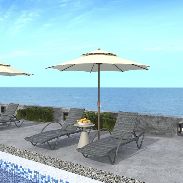 TWT Gray Metal Aluminum Leisure Patio Outdoor Chaise Lounges (Set of 6) for Patio, Hotel, Deck