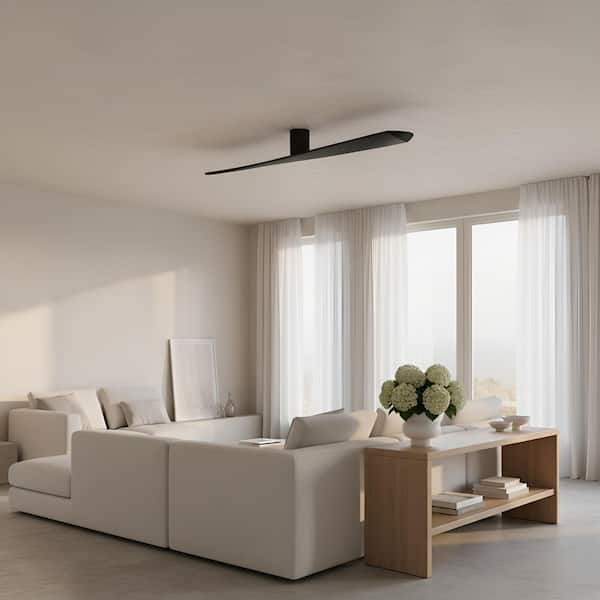 Plank 62 in. Smart Midnight Black Modern Flush Mount Standard Ceiling Fan with Remote