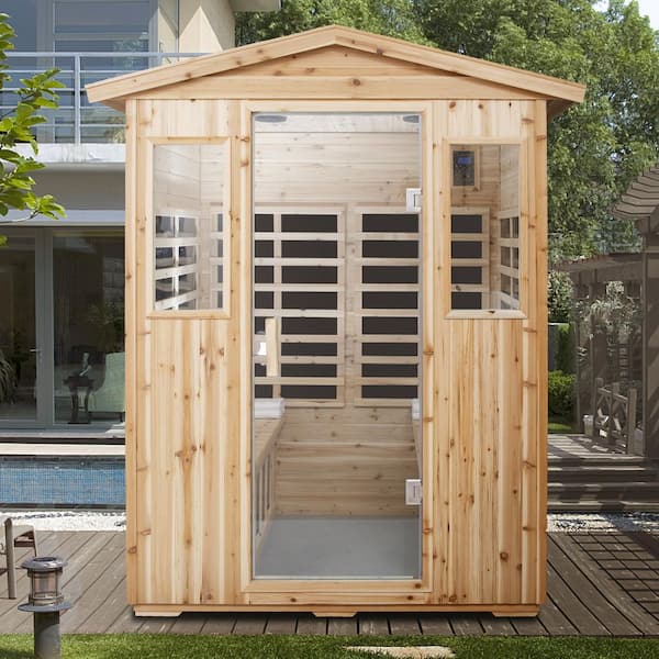 Moray 4-Person Outdoor Fir Infrared Sauna with 8 Far-Infrared Carbon Crystal Heaters and Chromotherapy