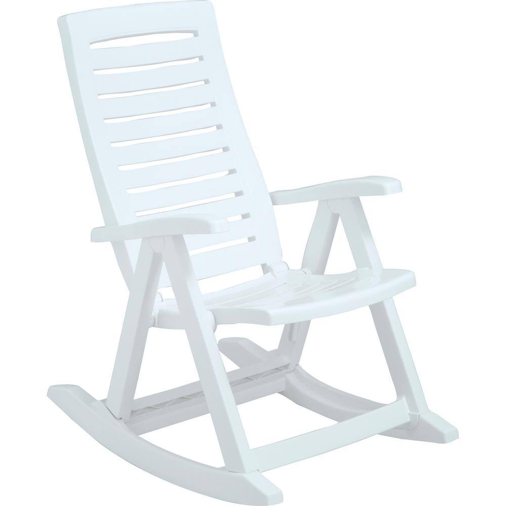 White Climate Resistant Resin Outdoor Rocking Chair