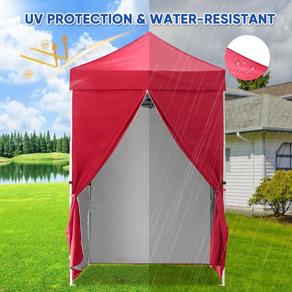 COOS BAY 5 ft. x 5 ft. Red Instant Canopy Pop Up Tent with 4