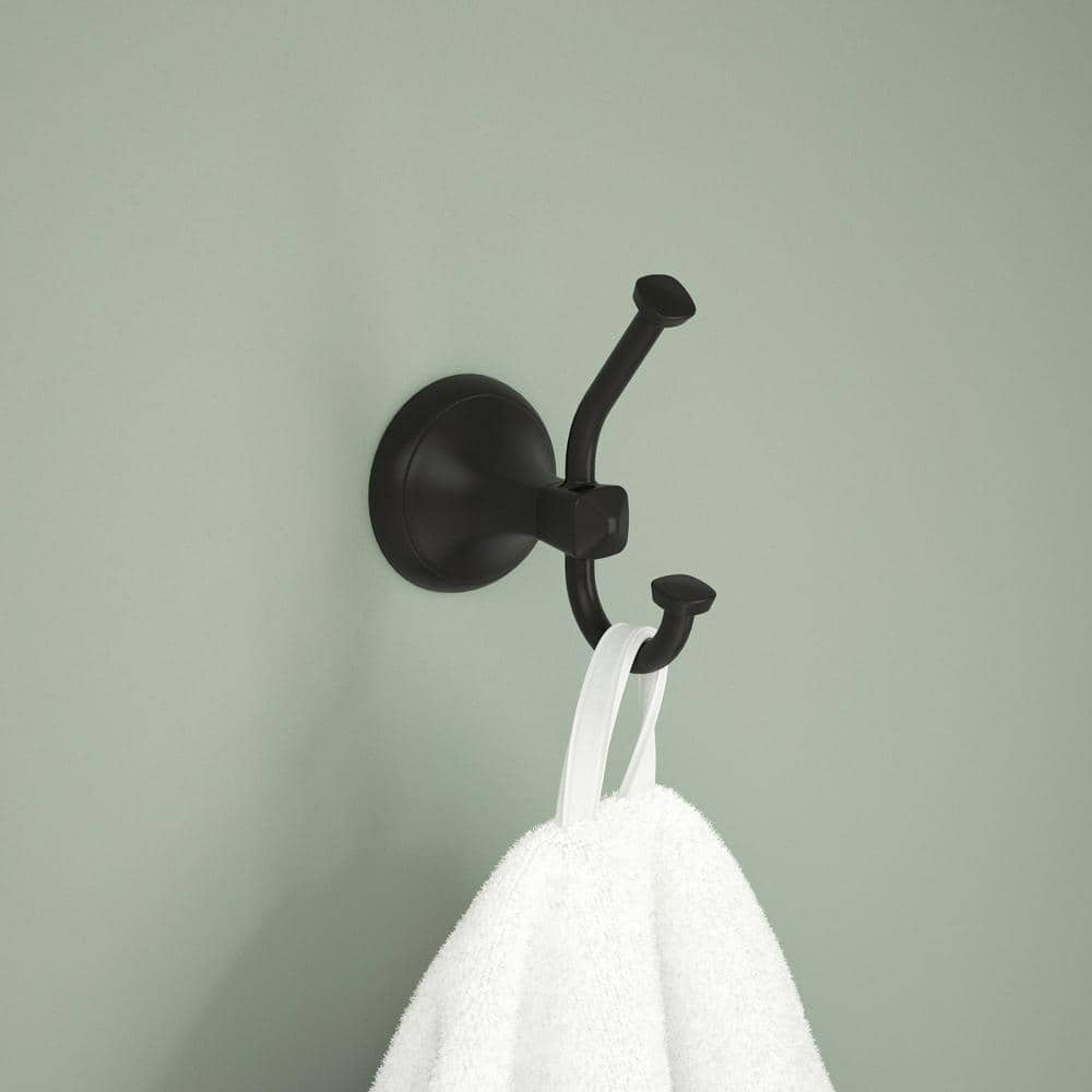Matte Black Double Towel Hook Bath Accessory