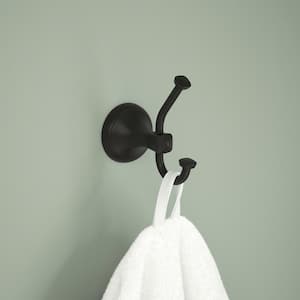 Esato Double Towel Hook Bath Hardware Accessory in Matte Black