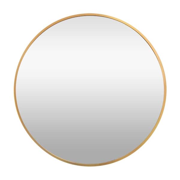 Unbranded 19.7 in. W x 19.7 in. H Round Metal Framed Wall-Mounted Bathroom Vanity Mirror in Gold