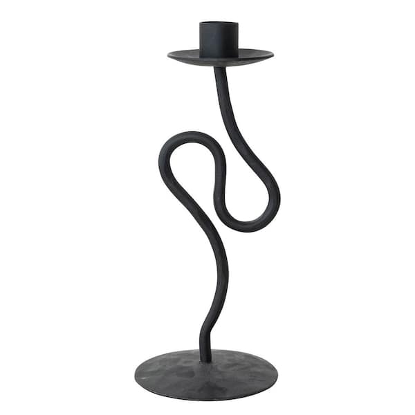 Black Tall Metal Abstract Taper Candle Holder