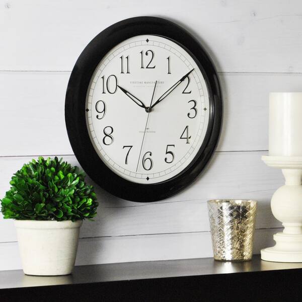 FirsTime 11 in. Black Round Slim Wall Clock