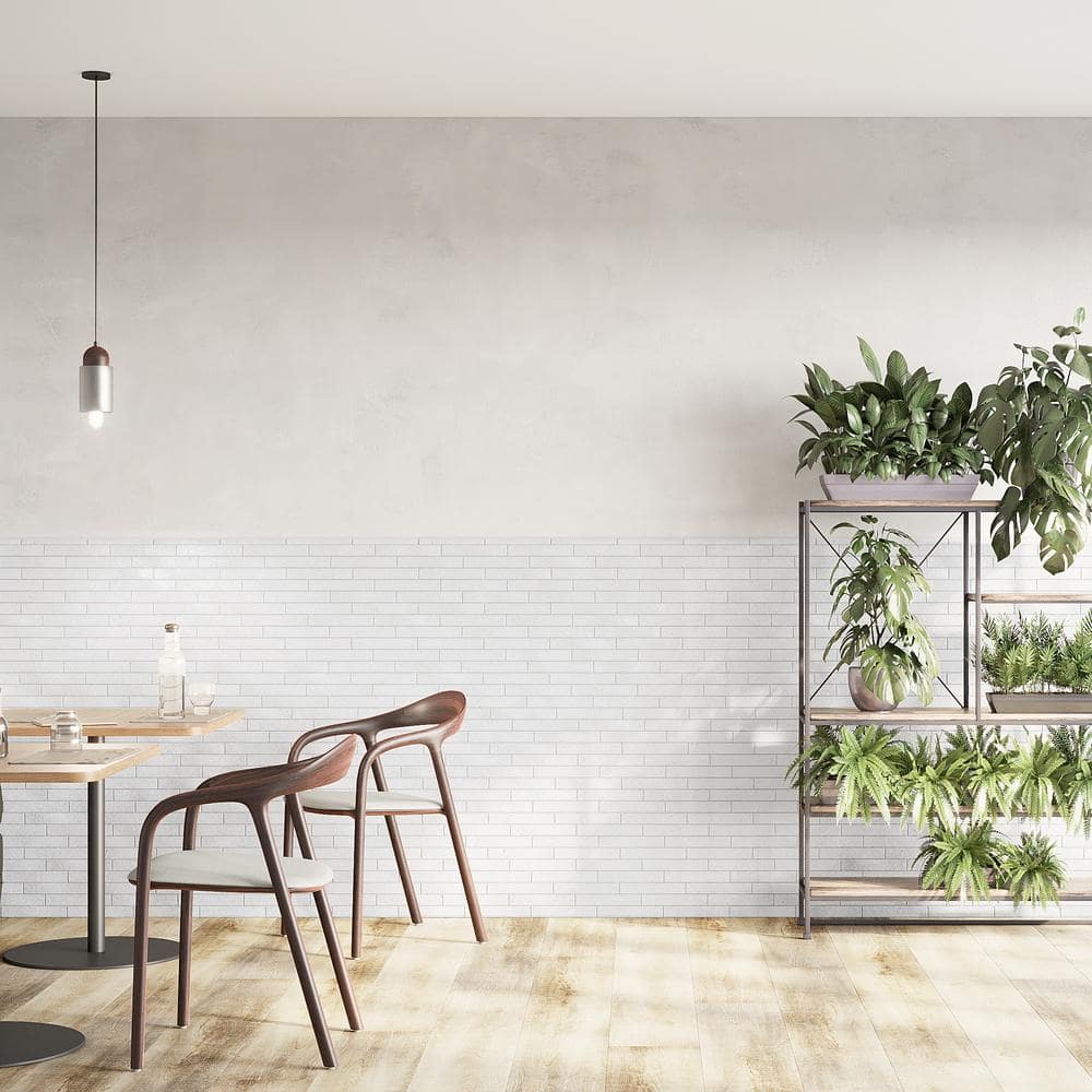Virtuo Glossy White Ceramic Subway Wall Tile 2-in x 9-in