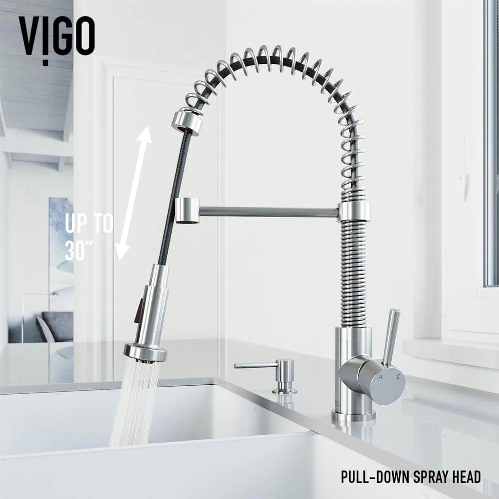 Stainless Steel Pull-Down Sprayer Kitchen Faucet with Soap Dispenser