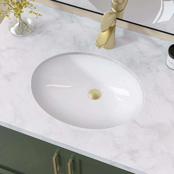 Zeafive 20 in. Undermount Oval U-shape Bathroom Sink with Overflow