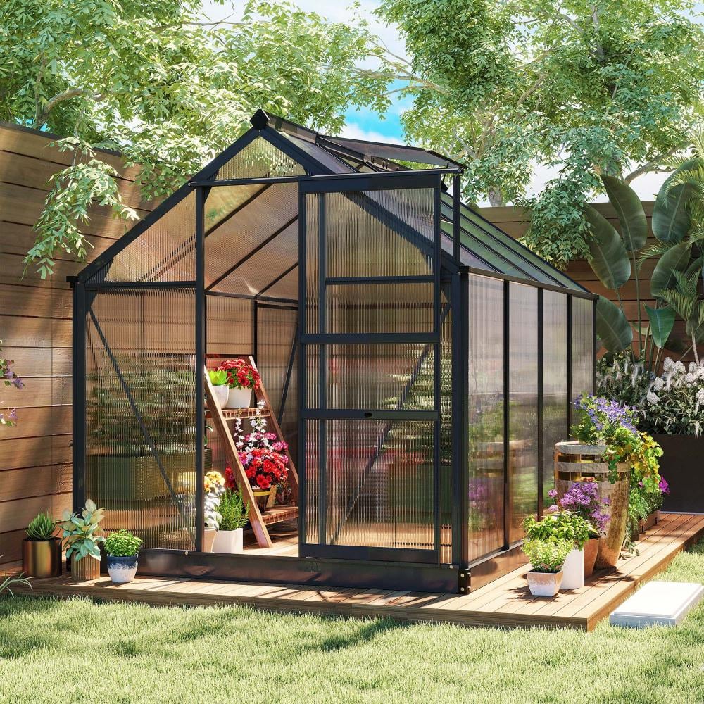 74.75 in. W x 99.25 in. D Aluminum Greenhouse Polycarbonate Walk