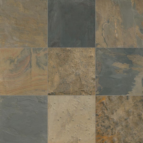Rustique Earth Textured Slate Stone Look Square Tile 16 in. x 16 in., Floor and Wall (8.9 sq. ft./Case)
