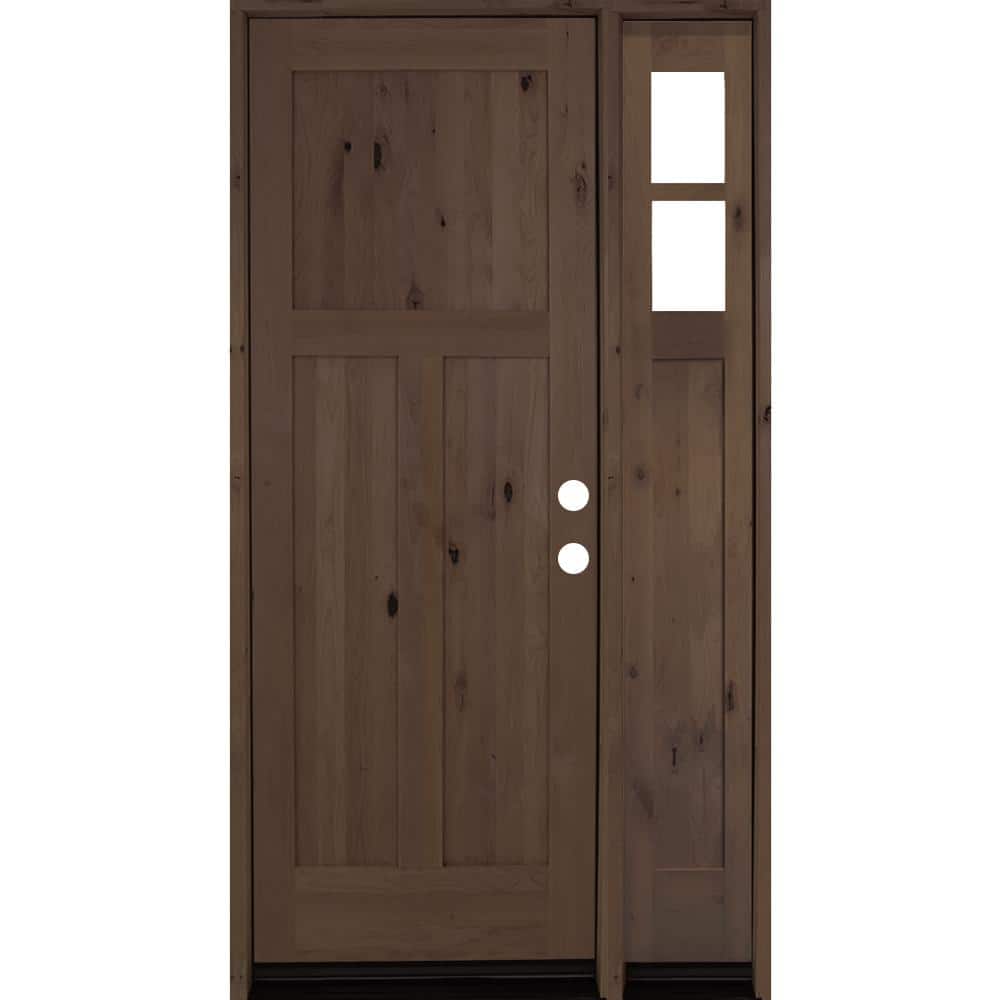 50 in. x 96 in. Alder 3 Panel Left-Hand/Inswing Clear Glass Provincial Stain Wood Prehung Front Door with Right Sidelite price history on PriceWatchPro