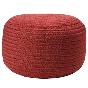 Santa Rosa Dark Red Solid Cylinder Polyester Pouf 18 in. x 18 in. x 12 in.