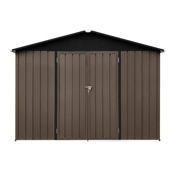 Huluwat 6 ft. W x 8 ft. D Brown Metal Shed with Double Door (48 sq. ft.)