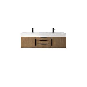 Columbia 59.0 in. W x 19.5 in. D x 19.3 in. H Single Bathroom Vanity Latte Oak and Glossy White Composite Stone Top