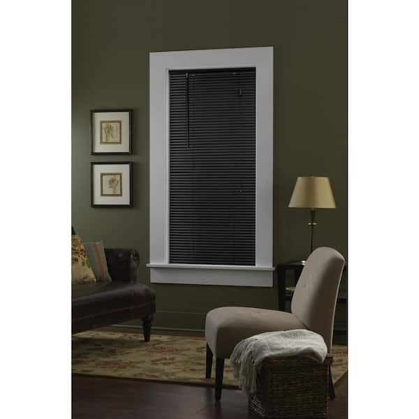 Bali Cut-to-Size Black 1 in. Blackout Vinyl Mini Blind - 27 in. W x 72 in. L (Actual Size is 26.5 in. W x 72 in. L)