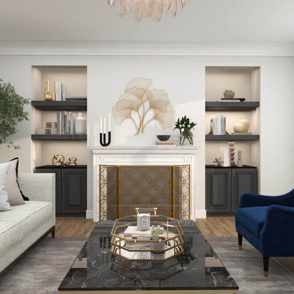 Elegant Gold Gingko Leaf Cluster Wall Sculpture, 38" x 34"