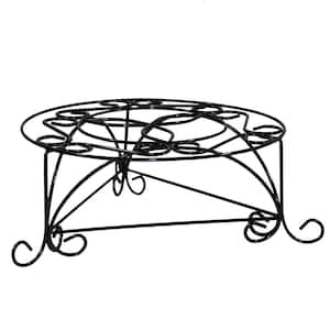 6.25 in. Black Round Metal Plant Stand with 1 Tier