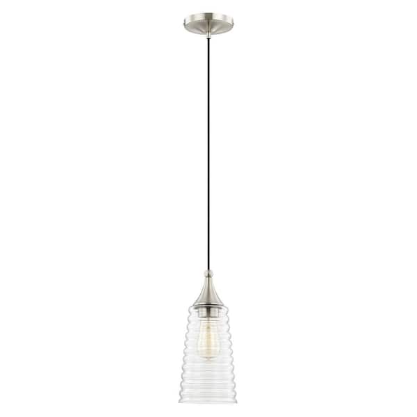 AVIANCE LIGHTING Midand 1-Light Brushed Nickel Mini Pendant with Clear Glass