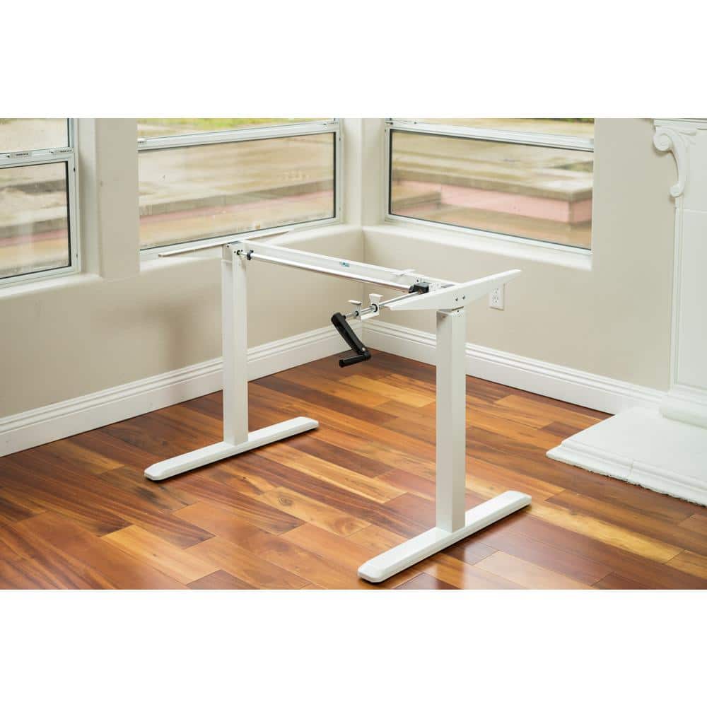 White Adjustable Height Metal Standing Desk