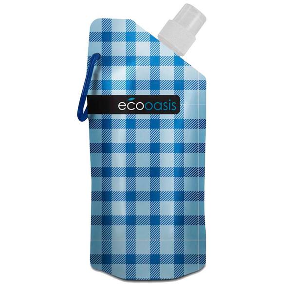 SmartPlanet ECO Oasis 16 oz. Foldable Water Bottle Blue Plaid
