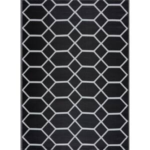 Paris Black Gray 5 ft. x 7 ft. Modern Plastic Indoor/Outdoor Area Rug  PLY-PRS-B&G-5X7 - The Home Depot