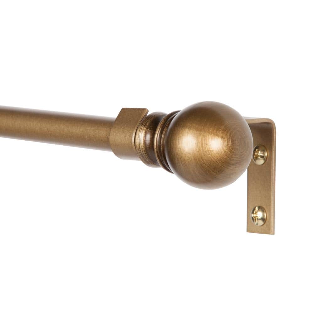 Brushed Brass Adjustable Petite Café Curtain Rod, 28-48 Inch