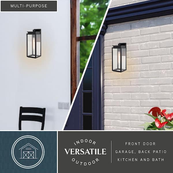 VAXCEL Uptown 1-Light Matte Black Transitional Outdoor Wall Sconce
