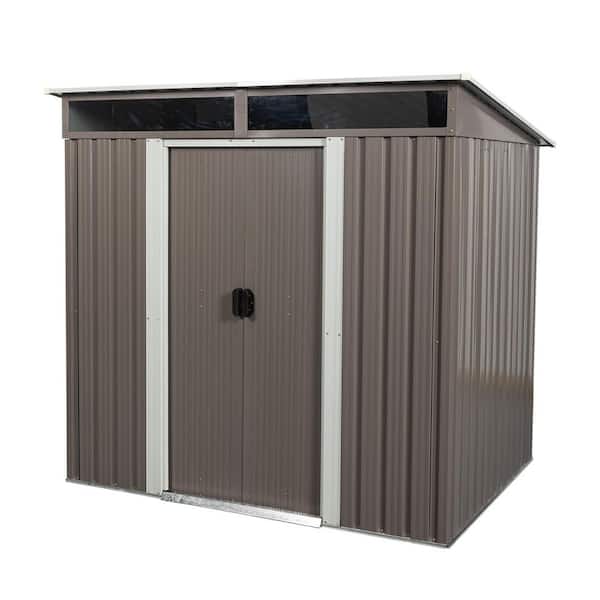 Metal Storage Shed, 72 in. W x 55 in. D x 71 in. H Gray Galvanized Steel Outdoor Storage Cabinet with Transparent Plate