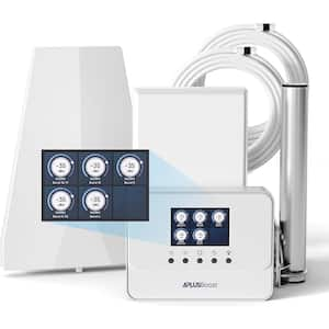 5-Band Cell Phone Signal Booster up to 5,000 sq. ft, with Smart LCD Display for 4G LTE 5G Cell Phone in White