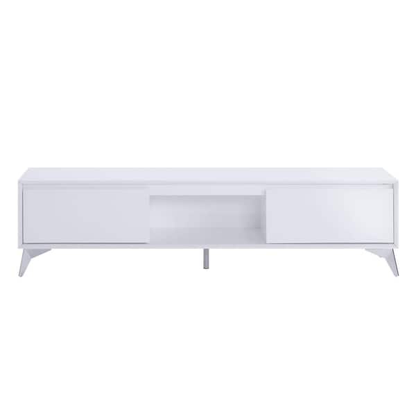 STICKON 71 in. LED White TV Stand Fits TV's up to 65 in.