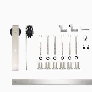 7.5 ft./90 in. Brushed Nickel Non-Bypass Sliding Barn Door Track and Hardware Kit for Single Door