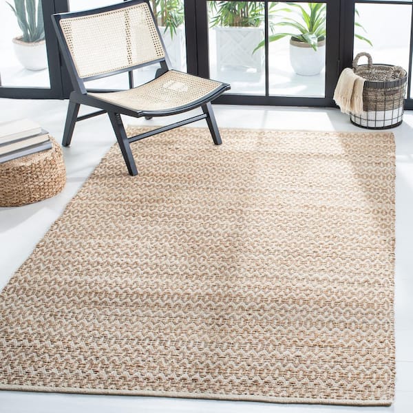 Natural Fiber Beige 6 ft. x 9 ft. Striped Woven Area Rug