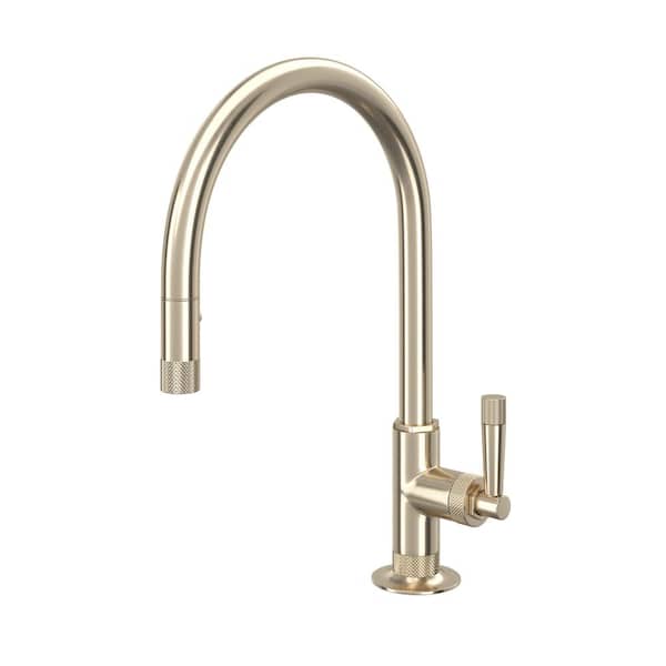 ROHL Graceline Single Handle Pull Down Sprayer Kitchen Faucet in Satin Nickel