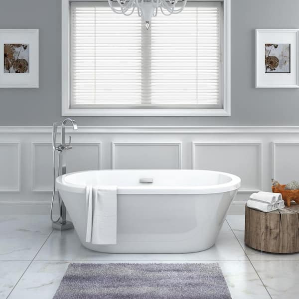 Home Decorators Collection Colton 63 in. Center Drain Freestanding Bathtub in Glossy White
