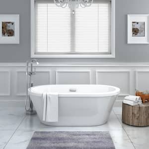 Colton 63 in. Freestanding Flatbottom Soaking Bathtub with Center Drain in Glossy White